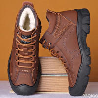 Botas De Veludo Para Hombre Invierno Impermeables Alta Top Snow Botines Casuales Con Lazo Algodón Material PU Suela De Goma - details 7