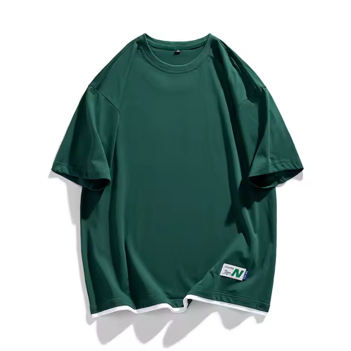 Camiseta Estilo Coreano Sobredimensionada Harajuku Con Parches Suéter Casual De Verano Hombre Cuello Redondo Manga Corta Transpirable Y Ligera - 1