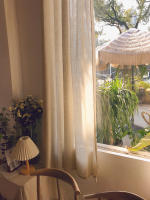 1pc Cortinas De Voile De Lino Plegado Estilo Wabi-Sabi Japonés Para Balcones Y Dormitorios Translúcidas Y Sombrías - details 5