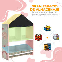 ZONEKIZ Estantería para Juguetes Organizador Infantil con Estantes Abiertos y 2 Cajas de Tela no Tejida Extraíbles para Sala de Juegos Habitación Guardería 62,4x26,5x90 cm - details 3