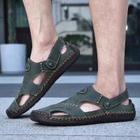 Sandalias De Verano Hechas a Mano Para Hombre Zapatos De Cuero Transpirables Antideslizantes Para Playa Y Exteriores Moda Casual Talla Verdadera - details 23