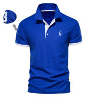 Camisa Polo Bordada AIOPESON Para Hombres Algodón 35% Estilo Casual Color Sólido Ajustada Moda Verano Ropa Nueva Marca - details 2