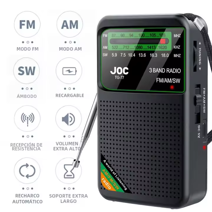 Radio De Emergencia Portátil FM AM SW Con Altavoz Integrado Radio De Transistor Recargable Por Tipo-C Para Jóvenes Y Ancianos - 1