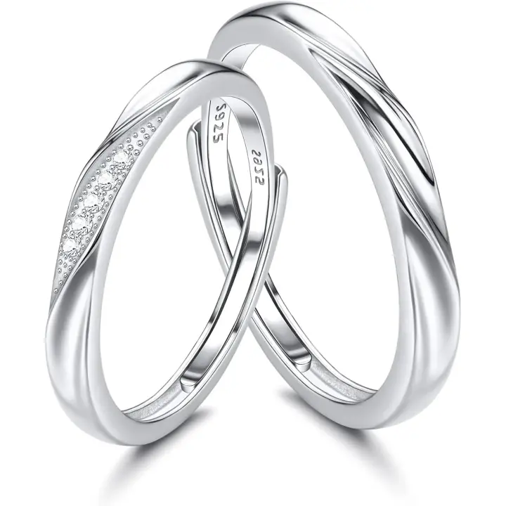 Anillos de pareja, anillos de boda ajustables para hombres y mujeres, anillos de compromiso, regalos para parejas, joyas de aniversario, collares y colgantes, accesorios y regalos. - 1