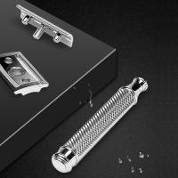 Cepillo De Barba De Seguro De Hoja Sola Premium Para Hombres Con Soporte Y 5 Hojas De Plata Doble Cuchilla De Afeitar De Aluminio Y Latón - details 2