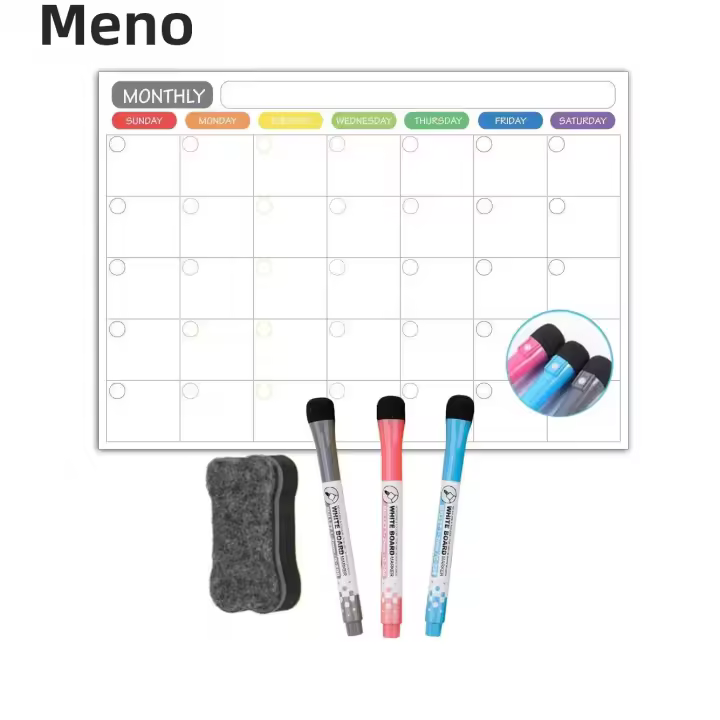 Set De Calendario Magnético Erasable Mensual Y Semanal Tablero Blanco Seco Adhesivo Para Nevera Organizador De Tareas - 1