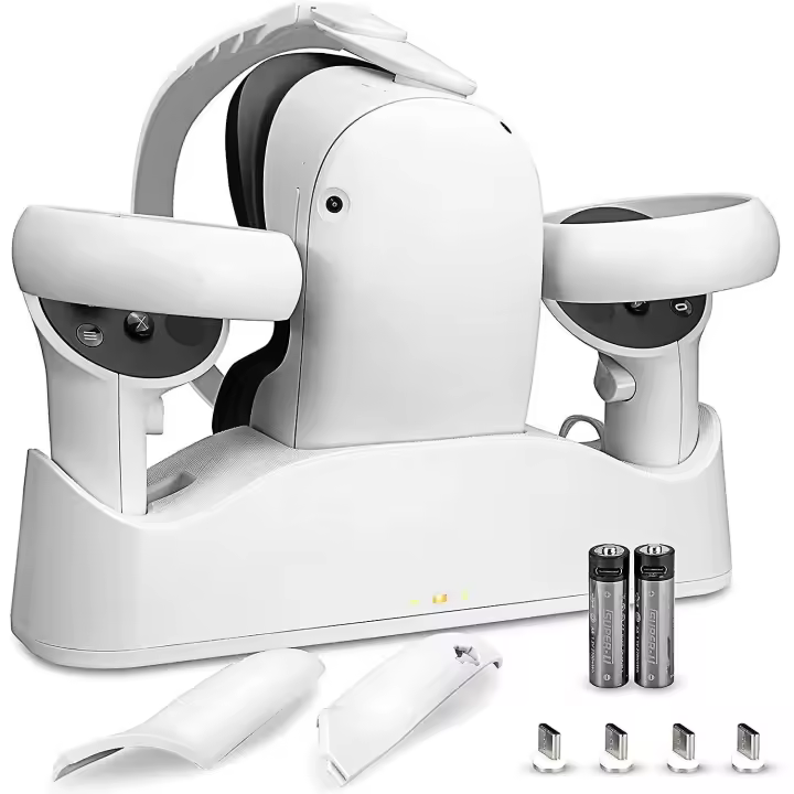 Base de carga para Oculus Quest 2, compatible con carga magnética de dos controladores y accesorios para auriculares VR - 1