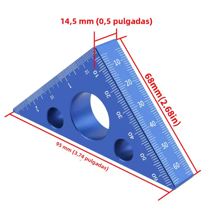 Regla De Ángulo Precisa De Aluminio 45/90 Grados Escala Métrica Herramienta Multifuncional Para Carpintería Regla De Altura Engrosada - 1