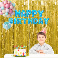 Juego De 1 Pieza De Cortina De Foil Dorado De 9.8 Pies Para Fondo De Fotografía De Cumpleaños Decoración De Fiesta Streamers De Aluminio - details 1