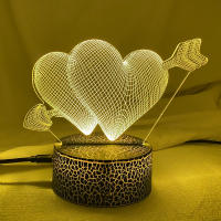 Lámpara De Noche 3D Con Corazones Y Interruptor Táctil LED Para Decoración De Hogar Luz Atmosférica Colorida Para Mesa Lámpara De Borde - details 14
