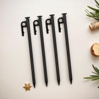 4Pcs Palos De Tenda Para Camping Al Aire Libre Herramienta De Acero Fuerte De 30cm Accesorios De Tenda Negro Para Canopy Y Awaníng - details 0