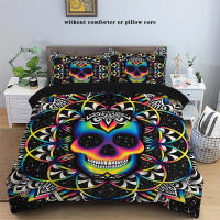 Juego De Sábanas De Pollo Con Patrón De Calavera Y Flor 3 Piezas Sin Relleno Tamaño 1.35m Para Cama Estilo Halloween - details 3