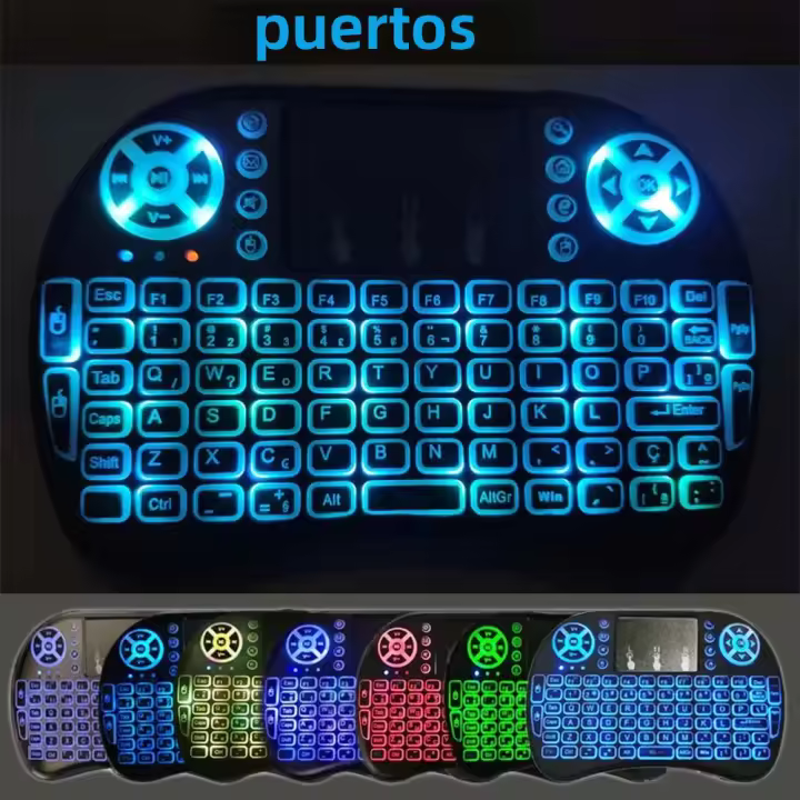Teclado Inalámbrico Mini Con Ratón Air Mouse 2.4G Backlit Para Android TV Box PC I8 Soporte Para Inglés Ruso Francés Español Portugués Árabe - 1