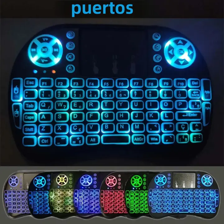 Teclado Inalámbrico Mini Con Ratón Air Mouse 2.4G Backlit Para Android TV Box PC I8 Soporte Para Inglés Ruso Francés Español Portugués Árabe - 1