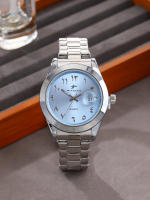 Reloj De Cuarzo Para Hombre Reloj De Pulsera De Moda Sencilla Y Lujo Para Uso Diario Y Negocios Con Calendario Pantalla Con Marcas Numéricas De Arábigas Material De Acero Inoxidable Resistente Al Agua - details 7