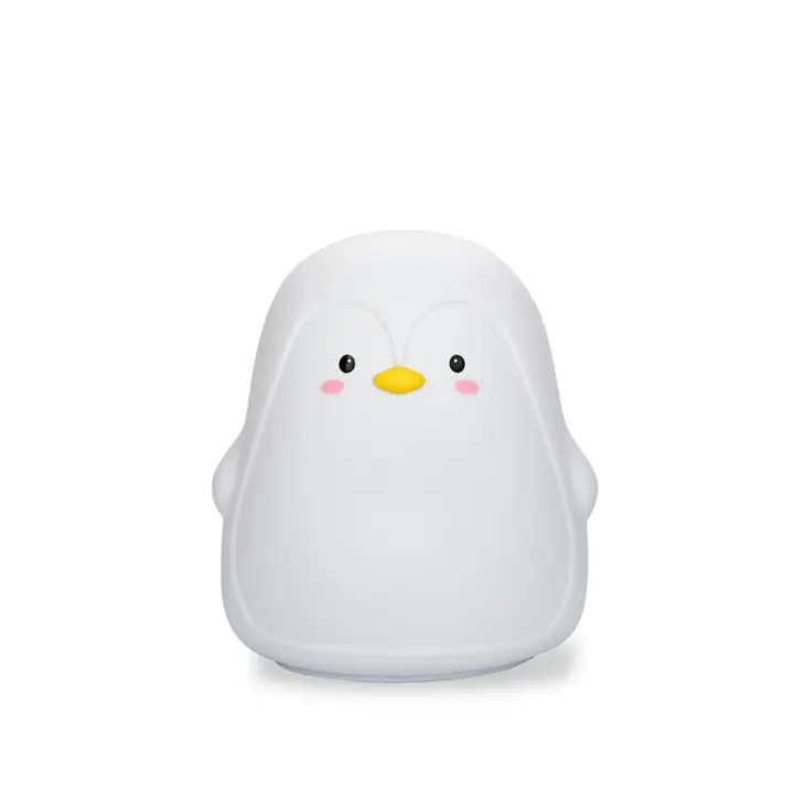 Luz de noche de pingüino, 7 cambio de color LED portátil bebé luz, USB recargable silicona animal noche luz para niños decoración de la habitación - 1