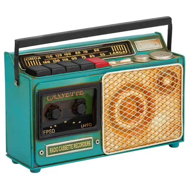 WANDERLUST DECO Radio de Metal Verde Estilo Vintage - Diseño Realista y Color Fresco - 1