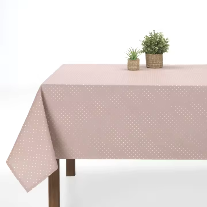 Plusdescanso- Mantel resinado antimanchas Topo Rosa. Totalmente hidrófugo, repele el agua y cualquier líquido que se derrame. Diferentes medidas. - 1