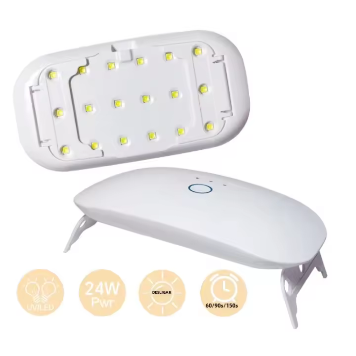 Lámpara LED UV Recargable 24W Para Uñas Gel Mini Secador De Uñas Luz UV Para Curado De Resina Peso 170g ABS Recargable - 1