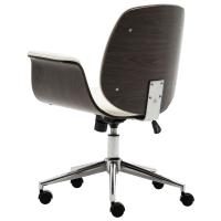 vidaXL Silla de oficina de madera curvada y cuero sintético blanco - details 2