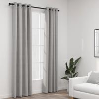 vidaXL Cortina Opaca con Ojales Look Lino 2 Piezas 140x225 cm Salón Color Antracita,  Azul,  Gris y mas - details 2