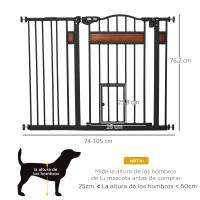 PawHut Barrera de Seguridad Extensible para Puertas y Escaleras Barrera para Perros Medianos con Altura Ajustable Cierre Automático y Sistema de Doble Bloqueo 93x76,2 cm Negro - details 2