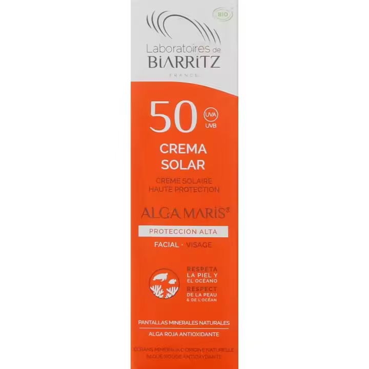 CREMA PROTECTORA SOLAR FACIAL SPF 50 LABORATORIOS BIARRITZ Protección inmediata debido a sus FILTROS  100% NATURALES - 1