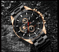 Reloj Deportivo para hombre, Reloj de Negocios con cinturón impermeable, cinturón negro, oro rosa - details 3