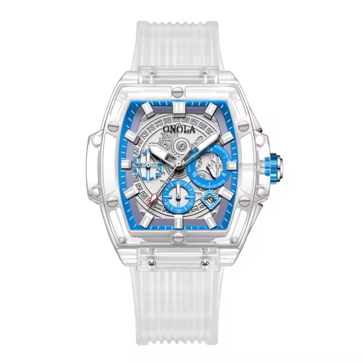 Reloj De Cuarzo ONOLA Para Hombre Y Mujer Resistente Al Agua De Lujo Con Correa De Silicona Y Pantalla Transparente De Plástico - 1