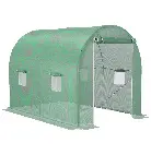 Invernadero tipo túnel Outsunny Garden Superficie del suelo 6 m² 3L x 2L x 2,10H m Marco tubular reforzado Puerta con cremallera 4 ventanas enrollables Verde - 1