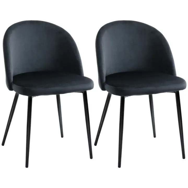 HOMCOM Juego de 2 sillas de comedor Silla de cocina escandinava Silla tapizada de terciopelo con patas cónicas de metal, para sala de estar, comedor - 1