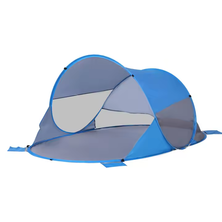 Outsunny Tienda de Playa Plegable Carpa de Playa Automático para 1-2 Personas con 1 Puerta 2 Ventanas y Bolsa de Transporte para Parque Camping 200x120x90 cm Azul - 1