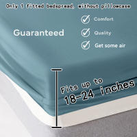Sábana De Algodón 100% Ultra Profunda Para Cama Matрас De 45-60cm Color Azul Denim Mate Sábana Transpirable Y Suave Para Dormitorio - details 6