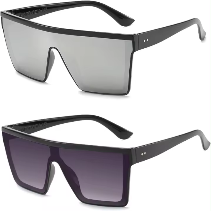 2 Pairs Vintage Sunglasses, Women's Square Frame Sun Glasses, Steampunk Sunglasses, for Outdoor Activities, Party - 1
