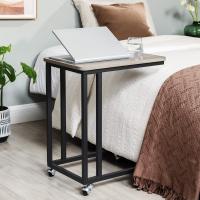 Mesa auxiliar moderna con ruedas y pies ajustables, ideal para dormitorio, fácil de montar, marco de acero, en blanco crema o negro ébano - details 7