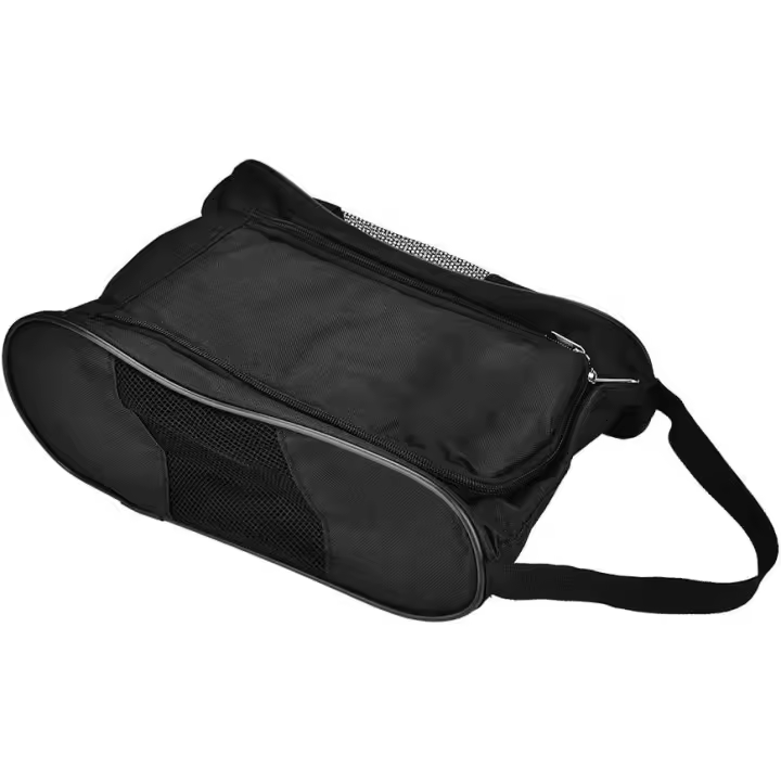 Bolsa para zapatos de golf, ligera, duradera, de nailon, con bolsillo transpirable para actividades de golf, ideal para viajes y para diferentes zapatos (negra). - 1