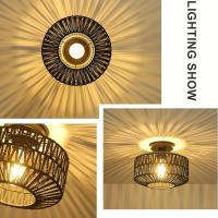 Luz De Techo Bohemia Hecha a Mano En Rattan Con Encanto Rustico Farmhouse Montaje Fácil No Incluye Bombilla - details 12