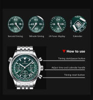 Reloj De Hombre POEDAGAR Casual Lujoso Impermeable Con Luminiscencia Cronógrafo Date Cuarzo Acero Inoxidable Deportivo Para Muñeca - details 8