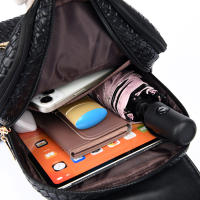 Mochila De Cuero Para Mujer LANYIBAIGE Estilo Vintage Casual Día Escuela Bolsa De Mano Negra Con Cierre De Cremallera - details 19
