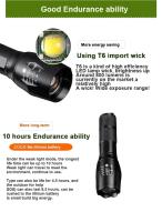 Linterna LED T6 Potente Y Zoomable Para Camping Y Uso Exterior Con Alta Luminosidad Impermeable Y Modos De Iluminación Ajustables - details 6