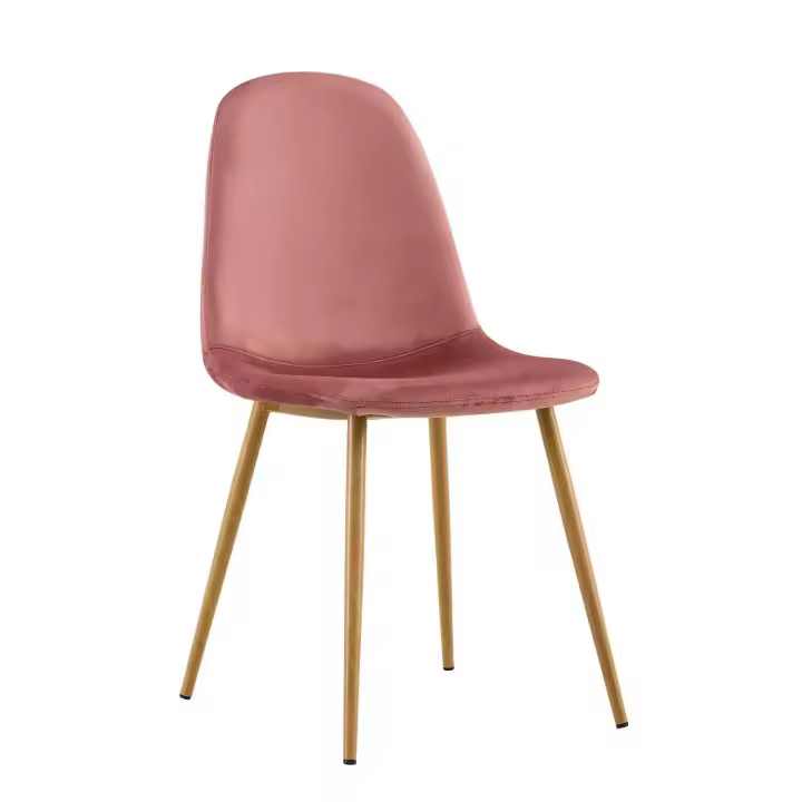 Silla Terciopelo Rosa LÚZETE - Ideal para Decorar Habitaciones - Estructura Duradera - 1