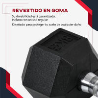 HOMCOM Juego de Mancuernas de 8kg con Barra de Conexión Metálica  y Cabeza Hexagonal Juego de Pesas 16kg Total para Entrenamiento en Casa Gimnasio Oficina Negro y Plata - details 3