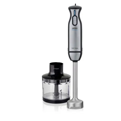 Batidora De Mano Haeger Extreme Chopper - Motor de 1000 vatios - picadora de alimentos -  Hoja de titanio - Pie de acero inoxidable - 1000W - 1