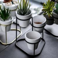 Juego De 3 Macetas De Suculentas En Hierro Dorado Y Negro Soporte De Flores De Estilo Europeo Para Decoración De Jardín Y Hogar Material Sillería - details 5