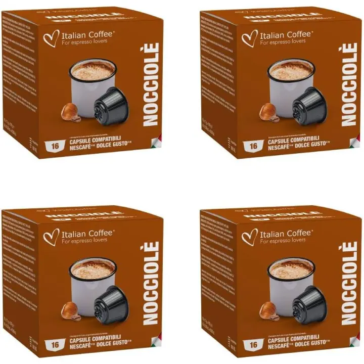 ( 4 x 16 ) Cápsulas Café con Leche Sabor Avellana - Compatibles con Cafeteras Dolce Gusto - Krups - Delongui - 1