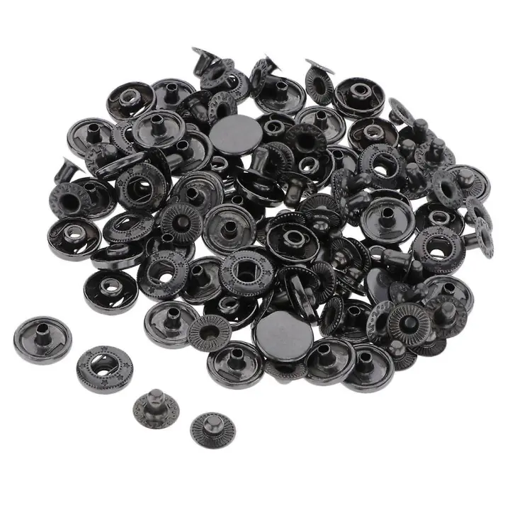 30x Snap Fasteners Press Stud Button for Leather Jacket Jeans Bag Black 17mm - 1
