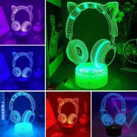 Lámpara De Noche Con Ilusión 3D Auriculares Iluminación De Escritorio Decoración De Habitación Para Juegos Y Regalo De Navidad Para Niños - details 0