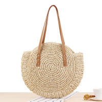Bolso De Hombro Hecho a Mano Con Paja Vintage Bolso De Playa Redondo Bohemio Verano Casual Bolsa De Rattan Círculo Raffia Para Mujer - details 15