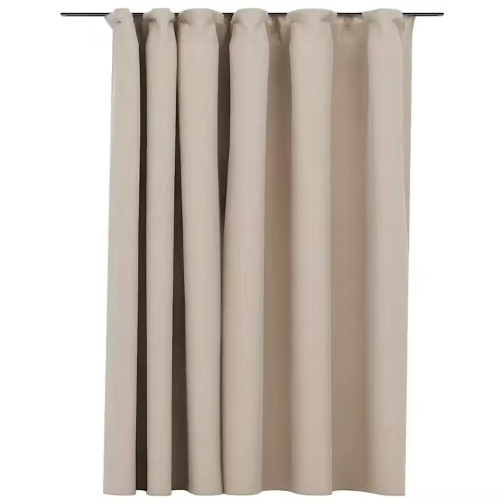 Cortina opaca con ganchos look de lino beige 290x245 cm - 1