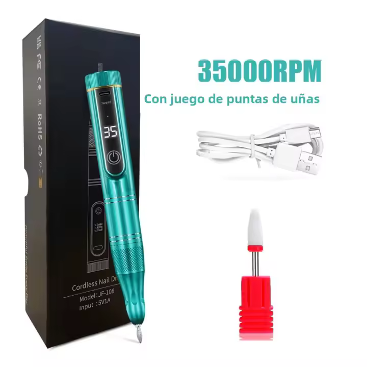 Máquina De Uñas Eléctrica 35000RPM Con Conjunto De Corte De Polvo Para Manicura Y Gel Pintura Sin Cable Herramienta De Pelos De Uñas - 1